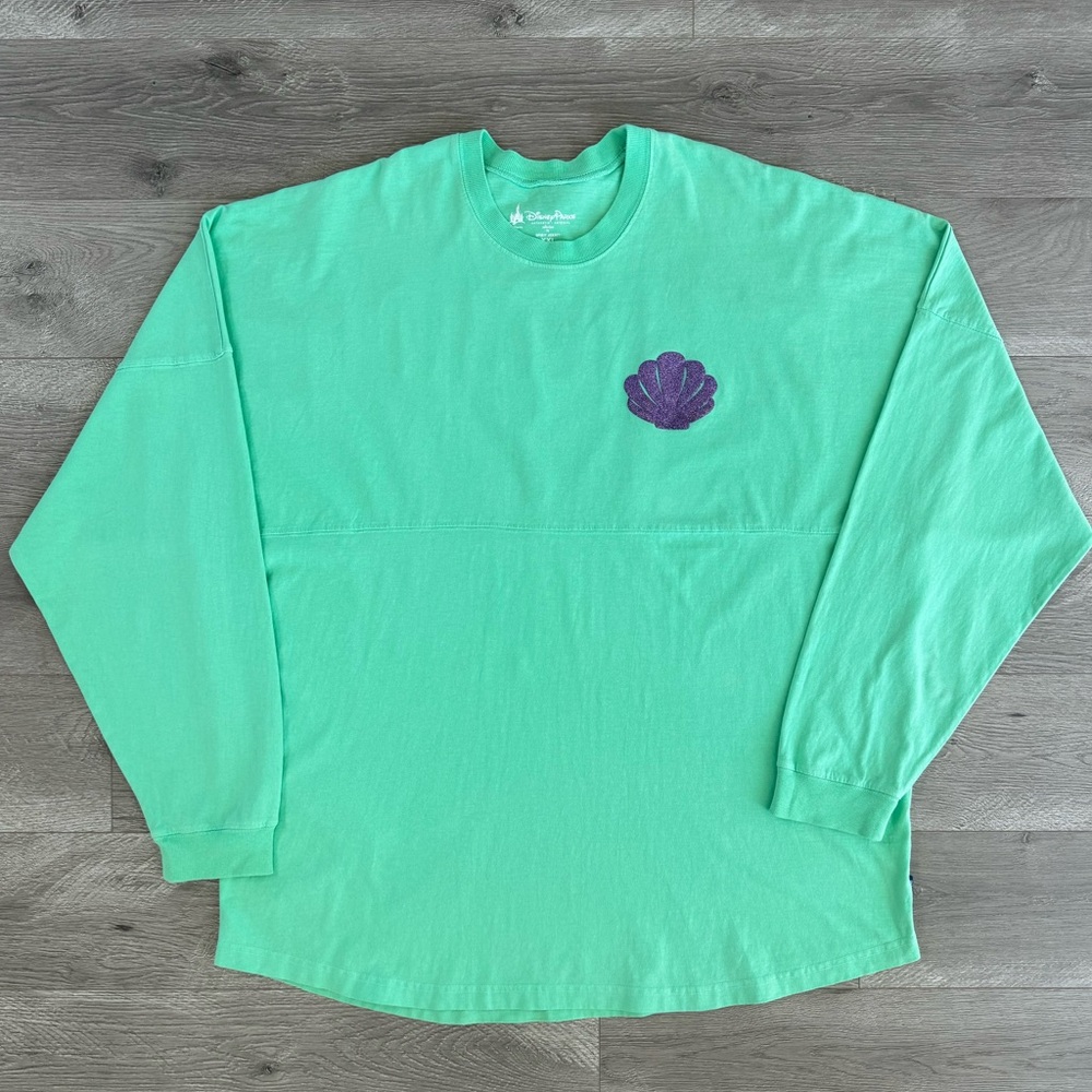 Disneyland Little Mermaid Spirit Jersey Green with Purple Puff Lettering Sz XXL - Picture 2 of 10
